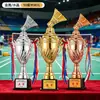 Trofeos de cristal hechos a medida para competiciones de bádminton, premios y recuerdos personalizados para campeones de eventos deportivos individuales y de dobles