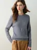 Suéter de cashmere 100% puro de sete agulhas espessado para mulheres, gola redonda, mangas compridas, tricô pullover, casual, versátil, camada base