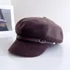 Gorra de boina de lana de temperamento retro para mujer, gorra plana versátil de temperamento literario de invierno, protección contra el frío, calidez, gorra octogonal, moderna