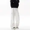 Pantalones Cargo de Paracaidista Multibolsillos Estilo Americano para Hombre, Algodón Puro, Estilo High Street, Geniales y Elegantes, Pierna Recta Holgada Casual Pierna Ancha Largos