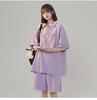 Traje Deportivo de Gofre Cuello Polo Camiseta para Mujer Verano Mujer Cruzada con Cordones Top Estilo Americano Vintage Manga Corta