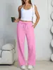 Calça de moletom feminina plus size solta de perna larga mais vendida com forro de fleece e cordão na Amazon e Temu na Europa e América