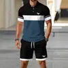 Comércio Exterior Aliexpress Temu Moda Masculina Casual Camiseta Polo de Manga Curta Estampa 3D Conjunto de Roupas e Calças