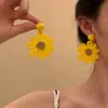 Vacaciones en la Costa ~ Pendientes de Girasol con Viento de Vacaciones para Mujer Primavera y Verano Nuevos Únicos Exagerados Joyería para Orejas para Fotos de Viaje