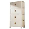 Armário de armazenamento dobrável doméstico com rodas, sem necessidade de instalação, adequado para roupas de bebê, apartamentos alugados, design multicamadas, empilhável e à prova de poeira