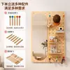 Estantería de Almacenamiento con Tablero Perforado de Madera Maciza, Estante Decorativo de Almacenamiento en la Nube en la Pared, Espejo de Vestir Integrado Invisible Personalizado para Recibidor