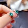Taobao Douyin Transmissão Ao Vivo Novo Anel de Diamante de Alto Carbono Verde Azul de Quatro Garras Imitação Natural Maldivas Mosan Anel de Diamante