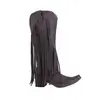 Botas Elegantes de Veludo Fosco com Rebites e Franjas, Cano Alto, Bico Apontado, Salto Grosso, Salto Médio, Tamanhos Grandes 40-46, Botas de Comércio Exterior