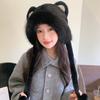 Sombrero de felpa Lei Feng para mujer, otoño e invierno, grueso, cálido, que hace ver el rostro pequeño, tejido, para el frío, estilo coreano, combina con todo, sombrero de lana de moda