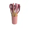 Juego de 12 Piezas de Utensilios de Cocina de Silicona Transfronterizos, Juego de Espátula y Cuchara Sopera de Silicona de Grado Alimenticio, Utensilios de Cocina de Silicona Resistentes a Altas Temperaturas