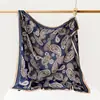 Bufanda de Moda Paisley Europea y Americana para Mujer Versátil de Gama Alta Decorativa para el Cuello Chal Pequeño Sarga Algodón Lino Cuadrada 90