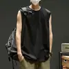 Chaleco simple de verano marca de moda holgado cuello redondo sin mangas camiseta equipo de baloncesto para hombre versátil casual para casa chaleco deportivo
