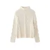 Para Comércio Exterior Transfronteiriço Europeu e Americano Roupas Femininas Aliexpress Mais Vendidas Moda Outono Versátil Gola Alta de Tricô Off-White