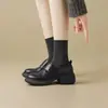 Zapatos Pequeños de Cuero con Velcro de Tacón Grueso Estilo Británico para Mujer 2026 Otoño Nuevos Versátiles de Tacón Medio Caña Baja Superficie de Cuero Zapatos Individuales