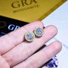 Brincos Clássicos Redondos de 2 Quilates de Diamante de Alto Carbono Mais Vendidos para Transmissão ao Vivo no TikTok Cravação Pavé de Diamantes Completos Oito Corações e Oito Setas Brincos para Mulheres