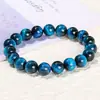 Pulsera de Piedra Ojo de Tigre Amarillo con Patrón de Rayo Natural de Venta Caliente Transfronteriza para Hombres y Mujeres, Pulsera Simple de una Sola Vuelta con Cuentas Redondas, Al por Mayor en Stock