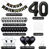 Set de Globos Número 10 Negro y Plateado Más Vendido Transfronterizo para Fiesta de 10º Cumpleaños de Niños Suministros de Decoración con Globos de Lentejuelas