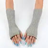 Guantes de Punto Calientes sin Dedos con 30 Rayas Largas, Mangas Falsas, Mangas de Lana, Mangas de Media Pantorrilla para Mujer, Nuevos de Otoño e Invierno Transfronterizos