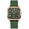 Reloj de Cuarzo para Mujer Estilo Antiguo Rose Gold Cuadrado Esfera con Números Romanos Correa de Silicona Venta Directa de Fábrica