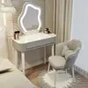 Nuevo modelo de tocador para dormitorio, mesa de maquillaje simple y moderna, gabinete de almacenamiento de lujo ligero, tocador pequeño estilo crema