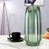 Florero de vidrio geométrico de borde vertical estilo europeo para escritorio, florero de cristal transparente colorido creativo