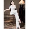 Nuevo Traje Profesional de Acetato Estilo Chino Nacional para Mujer, Estilo de Lujo Ligero de Gama Alta, Traje de Satén de Gama Alta, Conjunto de Dos Piezas con Pantalones de Pierna Ancha