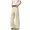 Pantalones casuales de trabajo de color sólido estilo americano para hombre, corte limpio, nueva colección primavera/otoño, corte holgado, versátiles, de pierna curva, pierna ancha