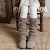 Botas Algodón Niños Calcetines Infantiles Otoño e Invierno Florales Lazo Calcetines de Felpa Retro Tejidos Calcetines de Media Pantorrilla para Niñas Coreanas