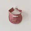Chapéu de Bebê Qiunan Verão Novo Padrão Xadrez Proteção Solar para Meninas Viseira para Bebê Chapéu de Sol Infantil Boné de Beisebol