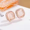 Brincos Quadrados com Olho de Gato Cravejados de Diamante Luxo Leve Alto Padrão Elegante Porta Incenso Mosquiteiro Clipe de Orelha Versátil Delicado Acessórios de Orelha Doces