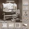 Conjunto de Mesa e Cadeira de Estudo Infantil, Mesa Ajustável para Aluno do Ensino Fundamental, Mesa de Escrita, Mesa para Uso Doméstico com Estante Integrada, Mesa de Estudo de Metal