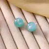 Porta Pendientes de Cerámica Biológica Color Caramelo Dopamina Resina Gradiente Pendientes de Perlas Redondas Colores Dulces Contrastantes Medio Círculo Pendiente para Cuidado del Agujero de la Oreja