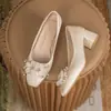 Sensação de Luxo de Alta Qualidade com um Toque de Elegância: Sapatos de Salto Femininos Elegantes de Bico Quadrado com Decoração Floral, Estilo Francês, para Primavera e Outono de 2026