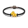 Pulsera de Hilo de Oro Duro de 999 de Oro Puro con Cuenta Giratoria de la Suerte del Signo Zodiacal Oveja Oveja Propicia Año del Zodiaco Cuerda Roja de Cuero Venta al por Mayor