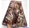 Tecido de Organza Bordado Jacquard Semitransparente com Fio de Ouro e Prata Estilo Antigo Tecido de Renda Brocado Africano