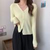 Cárdigan Blanco para Mujer, Nuevo Tejido de Punto con Cuello en V Verano 2026, Top Corto para Primavera y Otoño, Exclusivamente para Ventas Transfronterizas, Estilo Delgado para Primavera y Otoño