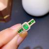 Transmissão ao Vivo Drenagem Imitação Cor Esmeralda Colombiana Natural Anel Tesouro Feminino Luxo Fileira Completa de Diamantes Anel Faixa Aberta