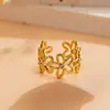 Anel de Flor Oca Estilo Metal Europeu e Americano Transfronteiriço, Sensação de Luxo Leve e de Alto Padrão, Joia com Design Moderno, Simples e Único