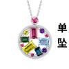 Moda Cor Gem Pingente Personalidade Moderna Geométrica Rodada Sete Cores Doces Pingente Clavícula Feminina Cadeia Primeira Jóia