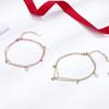 Nueva Moda Cadena de Cuentas de Doble Capa Tobillera de Acero de Titanio para Mujer Color Oro Rosa Simple con Cuentas Redondas Cuadradas Palabra Feliz Joyería para Tobillo