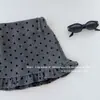 Saia Infantil 2026 Outono/Inverno Nova Estilo Coreano Saia Evasê de Bolinhas para Meninas com Bordas Franzidas Estilosas