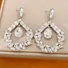 Pendientes cuadrados de gota con incrustaciones de diamantes y aguja plateada, estilo europeo y americano, exquisitos y versátiles, pendientes de lujo ligero y alta gama al por mayor