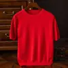 Camiseta de manga corta para hombre, estilo coreano moderna de cuello redondo y manga corta, ropa de punto lisa ajustada para hombre de primavera y otoño, camisa de punto elegante