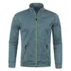 Jaqueta Masculina de Cor Sólida Outono Inverno Zíper Longo Manga Tricotada Forro de Lã Fina Top Tendência Casaco Suéter Tamanho Plus Masculino