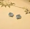 Accesorios de Plata S925 Plata de Ley Retro Hoja de Loto Bendición Conexión Anillo Doble Accesorios Pendientes DIY Hechos a Mano Accesorios de Joyería