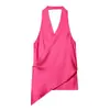Al por mayor Primavera 2026 Nuevo Moda Femenina Versátil Estilo Europeo y Americano Top sin Mangas Cuello Halter Rojo Estilo Africano