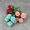 Flores artificiales: Crisantemo de bola de 5 cabezas, pequeño ramo de flores artificiales, crisantemo para decoración del hogar, accesorios de diente de león, adornos para decoración de bodas, flores artificiales compactas