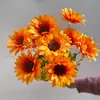 10 Girasol Canino Flor de Simulación Decoración de Muebles para Interiores y Exteriores Flor Falsa Accesorios para Fotografía Flor de Girasol de Simulación