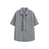 Marca de Moda Americana Amenazada Cárdigan Corbata Rayada Camisa de Manga Corta Top para Hombre Camisa de Verano Ab1201