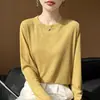Nuevo Top de Punto Ligero y Cómodo con Cuello Redondo para Mujer, Versátil Camiseta de Manga Larga de Color Sólido para Usar en Capas, Transfronterizo Primavera/Verano 2026